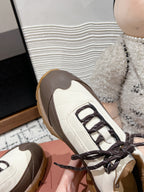 LP Katharina Sneaker In White Mix Earth Brown Denim Fabric 997607