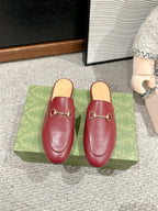 Horsebit Mule Red Smooth Calfskin