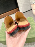 Horsebit Mule Red Canvas
