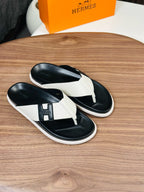 HM Men's Thong Sandals White Cowhide 684841