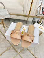 CD Cannage Slide Beige Quilted Lambskin 668034