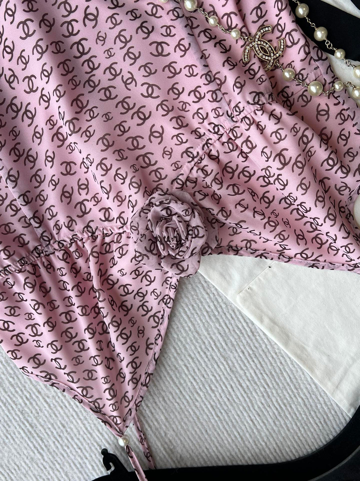 CC Suspender Dress Pink Polyester Linen
