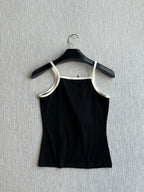 Celine 25 Beaded Camisole White and Black Cotton
