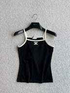Celine 25 Beaded Camisole White and Black Cotton