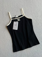 Celine 25 Beaded Camisole White and Black Cotton
