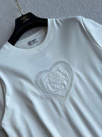 CC 25 Embroidered Beaded Short Sleeve Top Cotton