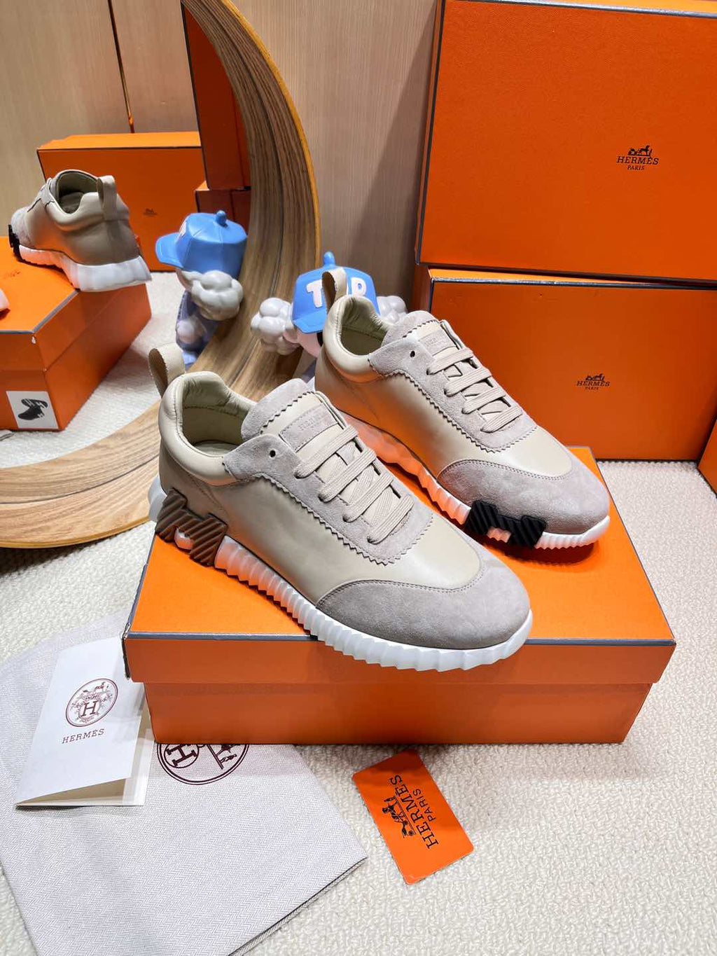 HM Bouncing Sneaker Beige Esquisse Goatskin with Suede 206309