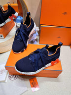 HM Depart slip-on Sneaker Navy Blue Kniited Fabric And Suede 206315