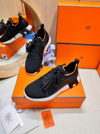 HM Depart slip-on Sneaker Black mix White sole Knitted fabric and Calfskin 206327
