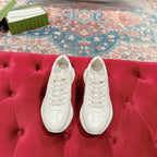 GG RHYTON TRAINER WHITE CALFSKIN WITH PINK LOGO