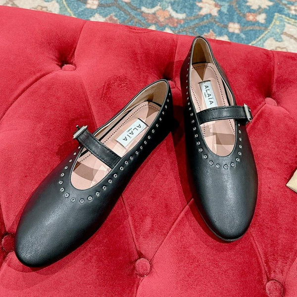 ALAIA MARY JANE IN BLACK LAMBSKIN WITH SILVER HARDWARE