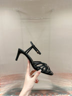 TRIOMPHE SANDAL 85 MM IN BLACK LAMBSKIN