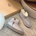 UGG Classic Rebel Biker Mini Boots Sliver Cowhide Fur
