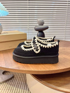UGG Tazz Mary Jane Shoes Black Suede Shearing