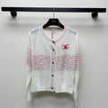 Celine 25 Striped Cardigan White Wool Polyester 281502