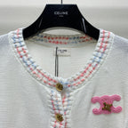 Celine 25 Striped Cardigan White Wool Polyester 281502