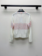 Celine 25 Striped Cardigan White Wool Polyester 281502