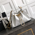 CC 25C Hobo Bags 20cm White Grained Calfskin