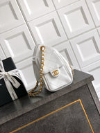 CC 25C Hobo Bags 20cm White Grained Calfskin