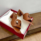 Vlogo Cut-Out 60 Sandal Tan Calfskin
