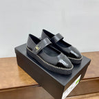ROUND-TOE MARY JANE BLACK CALFSKIN