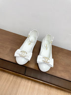 CC Mary Jane White Bow Tie Lambskin