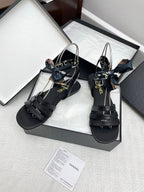 CC 25SS Sandals Three Straps Black Calfskin 338325