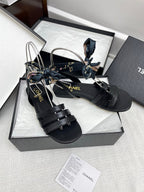 CC 25SS Sandals Three Straps Black Calfskin 338325