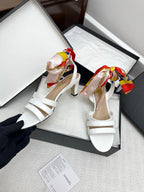 CC 25SS Sandals 5cm Three Straps White Calfskin 338326