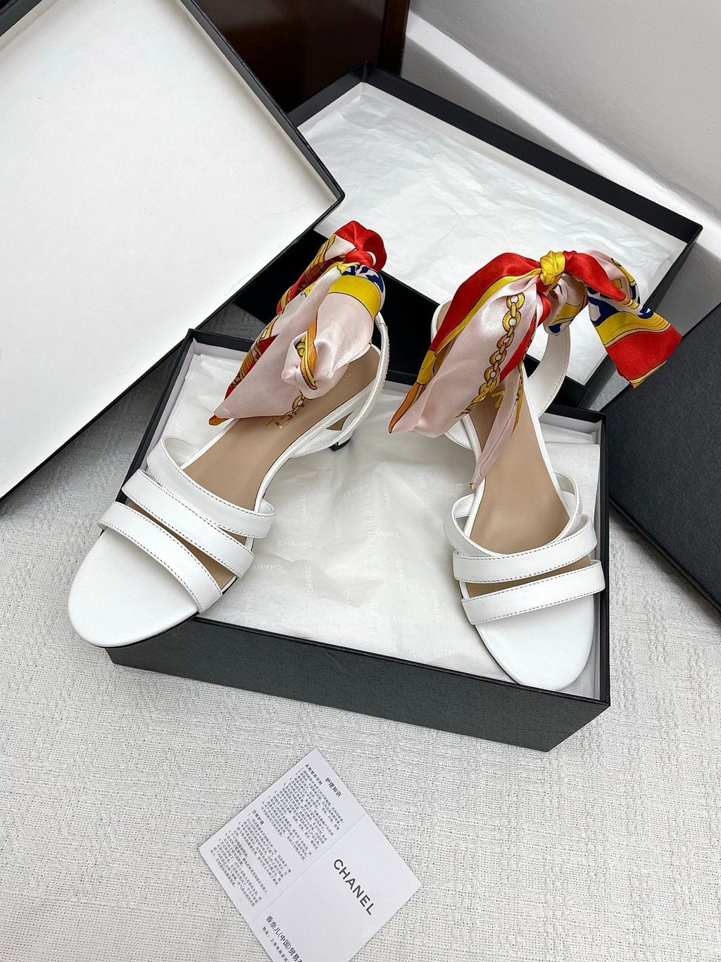CC 25SS Sandals 5cm Three Straps White Calfskin 338326