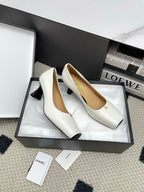 CC Square-Toe Pumps 65mm White Sheepskin 427016