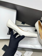 CC Square-Toe Pumps 65mm White Sheepskin 427016