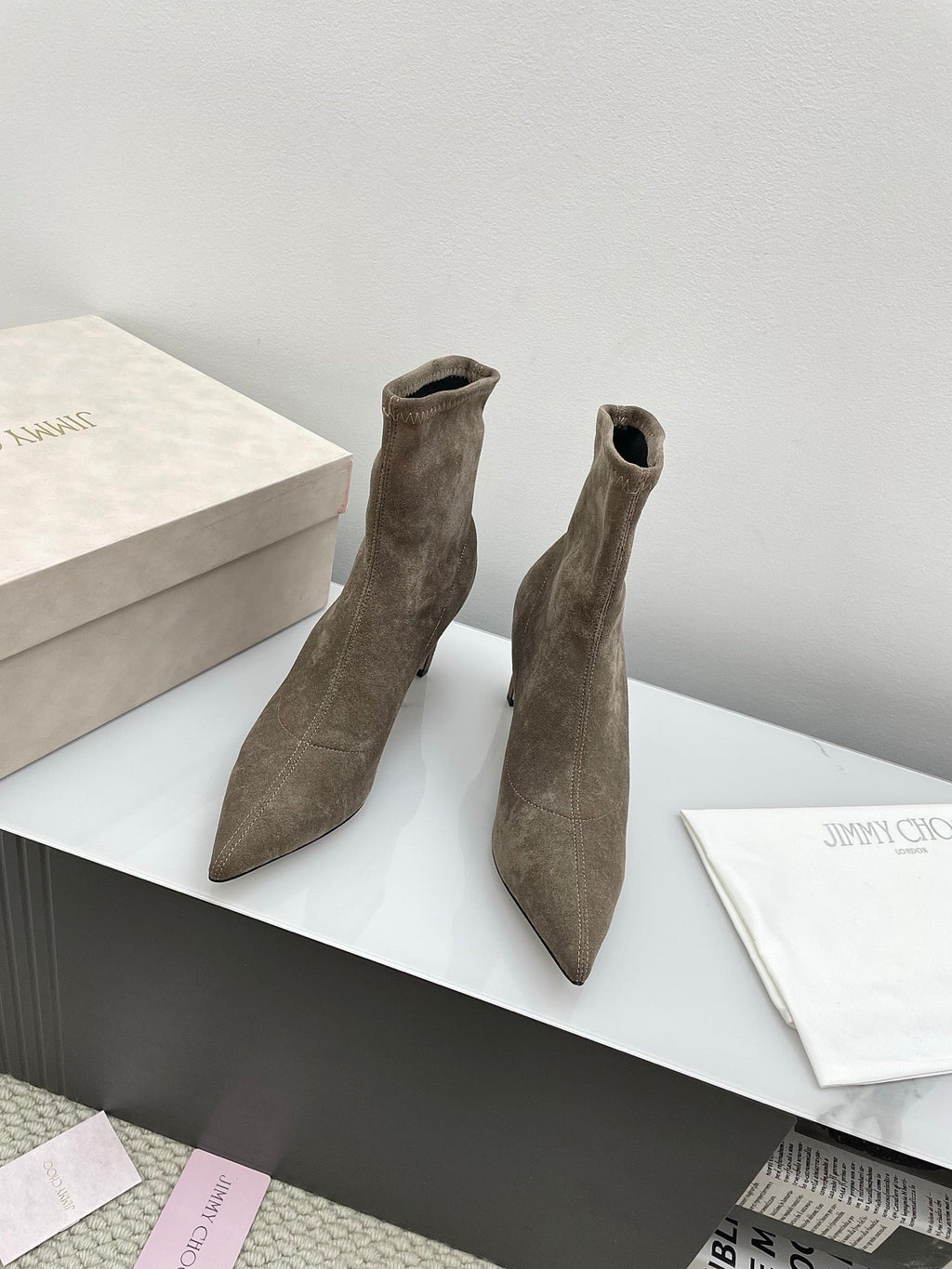 Jimmy Short Boots 85mm Olive Clay Suede 511612