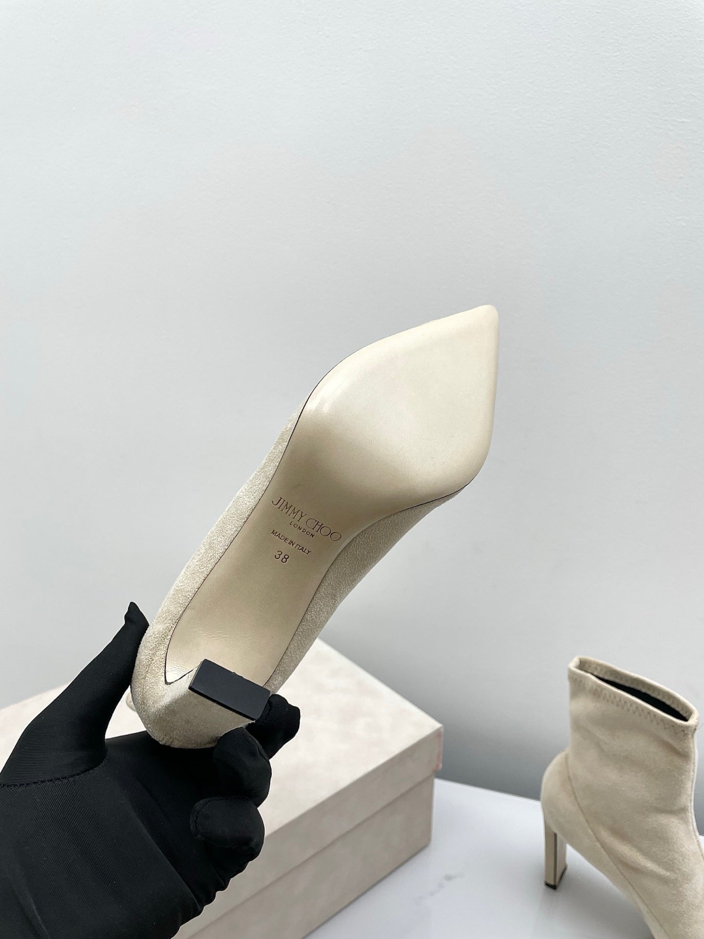Jimmy Short Boots 85mm Ivory Suede 511613