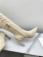 Jimmy Long Boots 85mm Ivory Suede 511614
