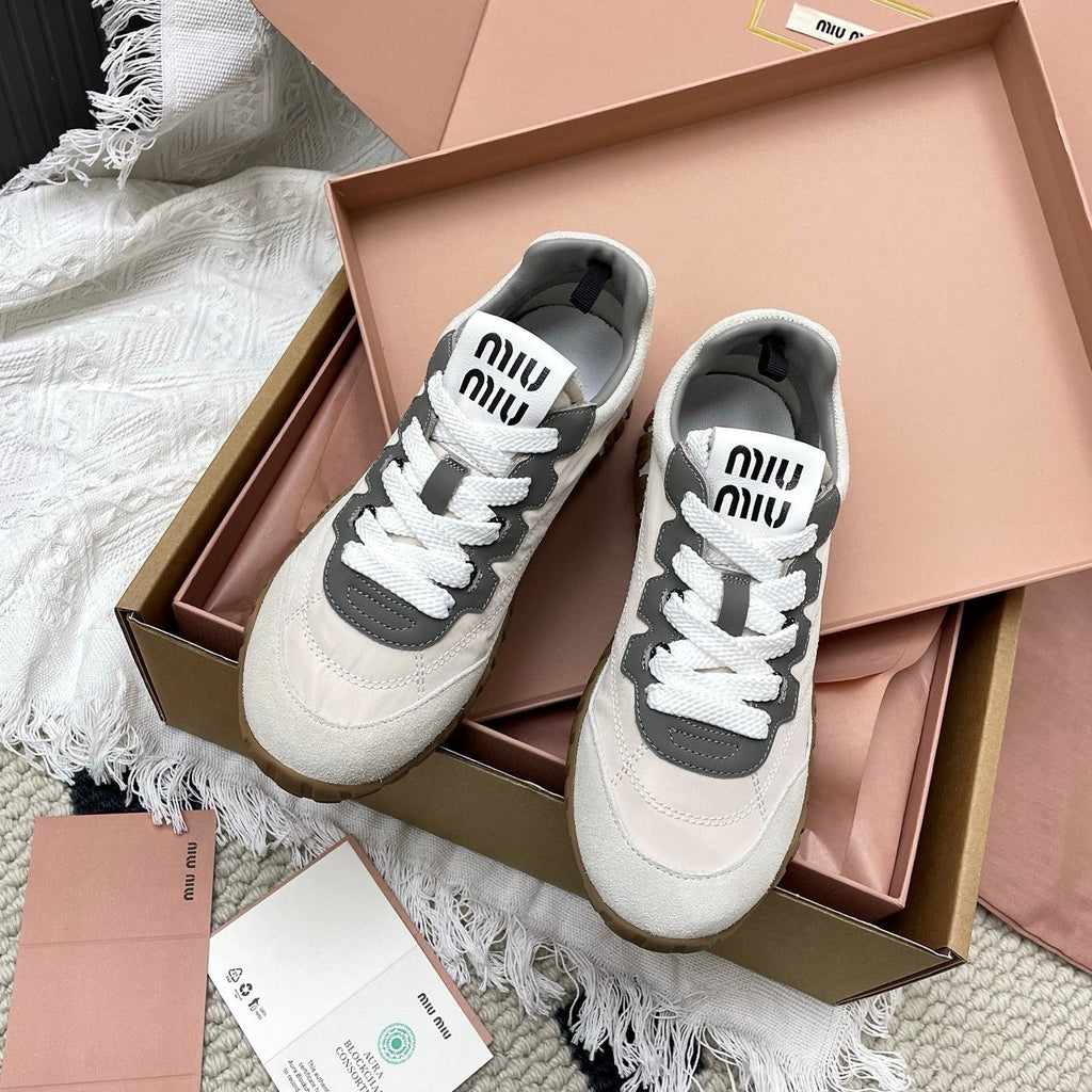 Miu Tyre Sneaker Ivory Taupe Suede 611343