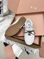 Miu Gymnasium Sneaker White Mesh Suede 611344