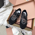 Miu Gymnasium Sneaker Black Mesh Suede 611345