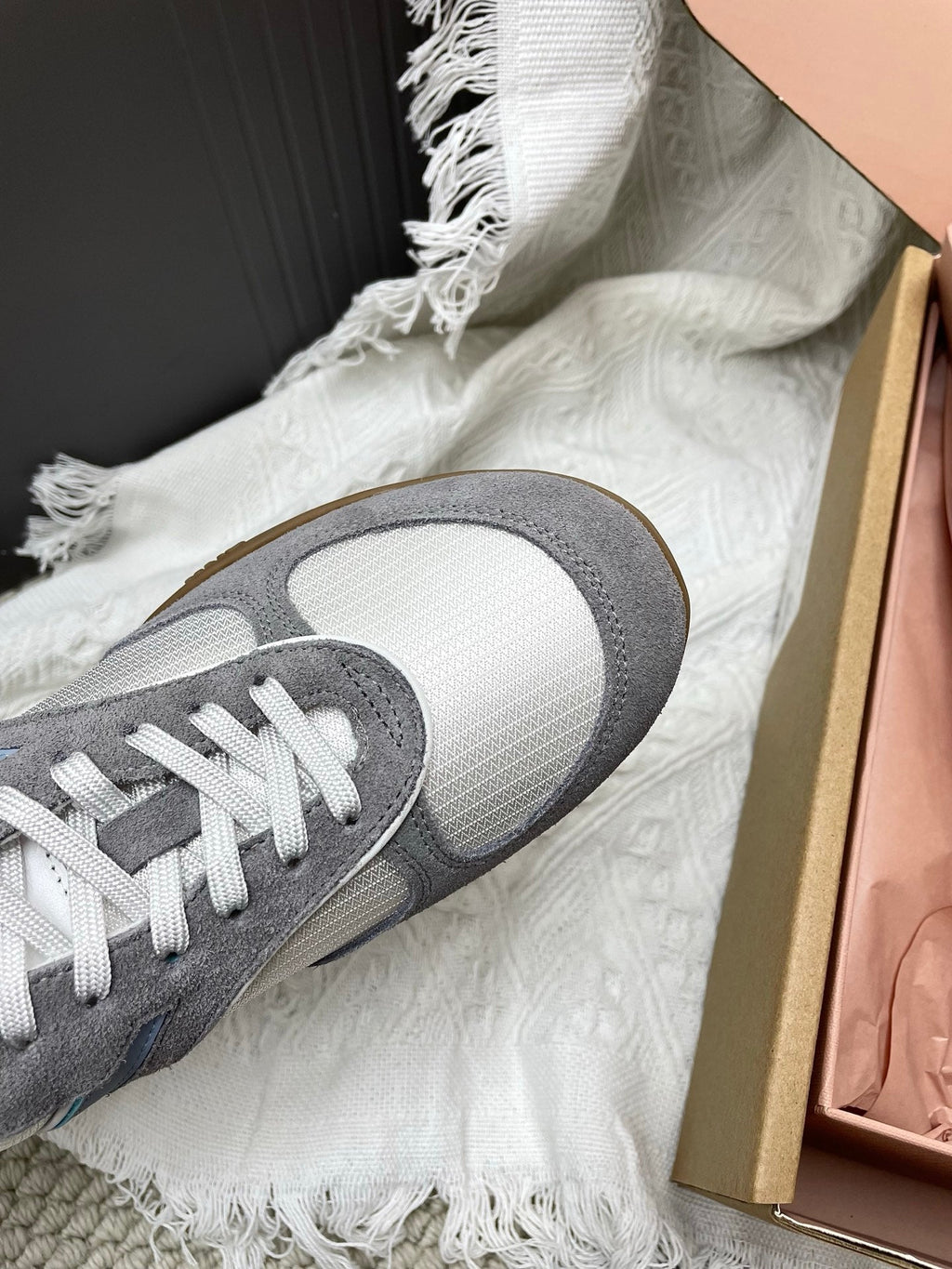 Miu Gymnasium Sneaker Grey Mesh Suede 611346