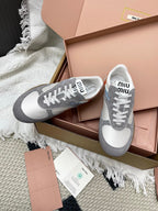 Miu Gymnasium Sneaker Grey Mesh Suede 611346