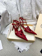 VT Studdy Kidskin Pumps 80mm Red Goatskin 611374