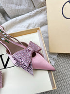 Garavani Bowow 8.0 Embellished Slingback Pumps Pink Satin