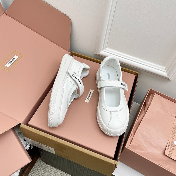 Miu 26s Mary Jane Ballerinas Full White Calfskin726834