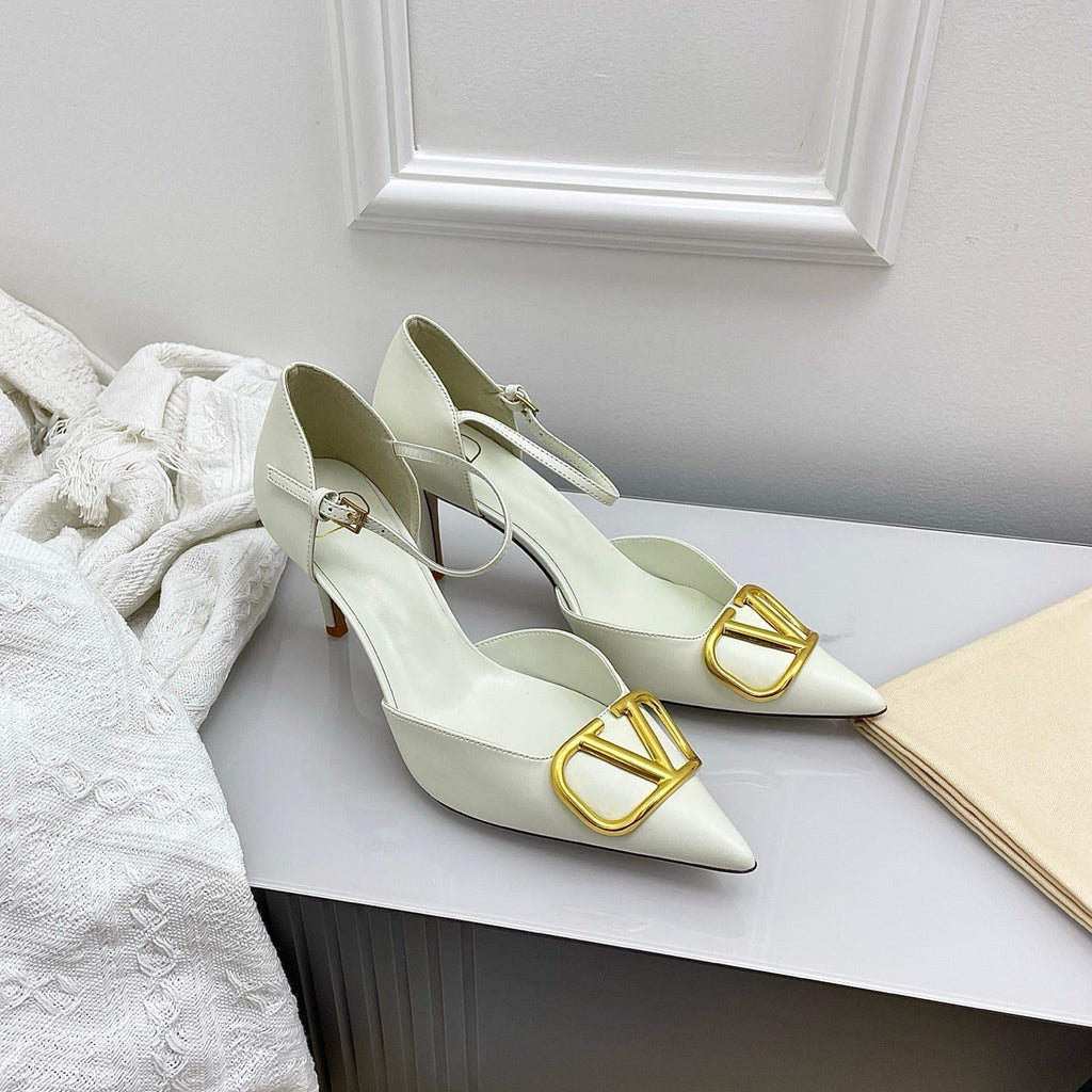 Valentino D'Orsay Slingback 6cm Ivory Cowhide 726947