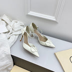 Valentino D'Orsay Slingback 6cm Ivory Patent Leather 726951