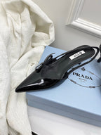 Prada 26s Slingback Black Patent Leather 726983