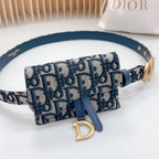Saddle Belt Pouch Blue Beige CD Oblique Jacquard