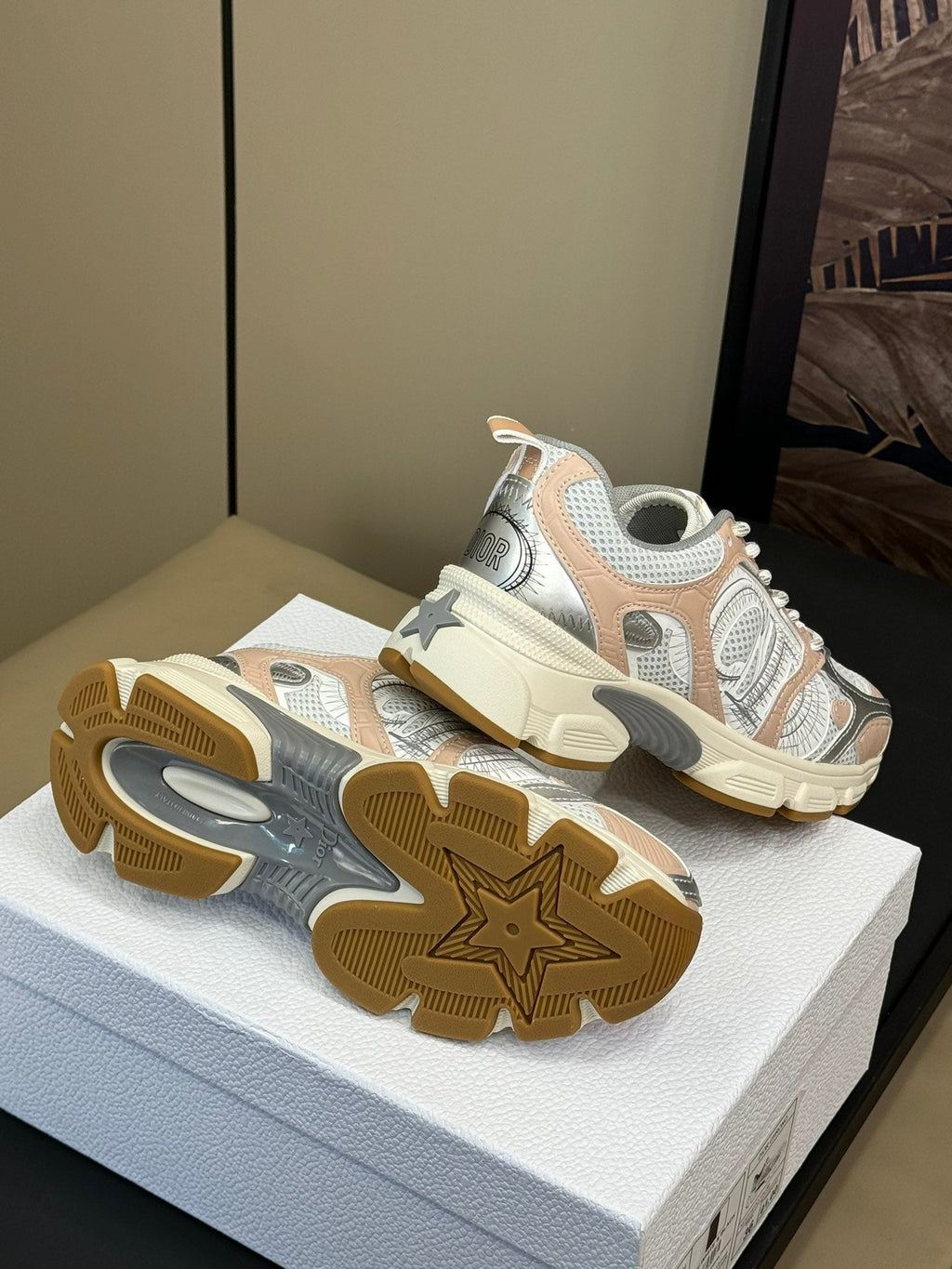 CD Chrono Sneaker Nude and Silver Mesh Fabric 992626