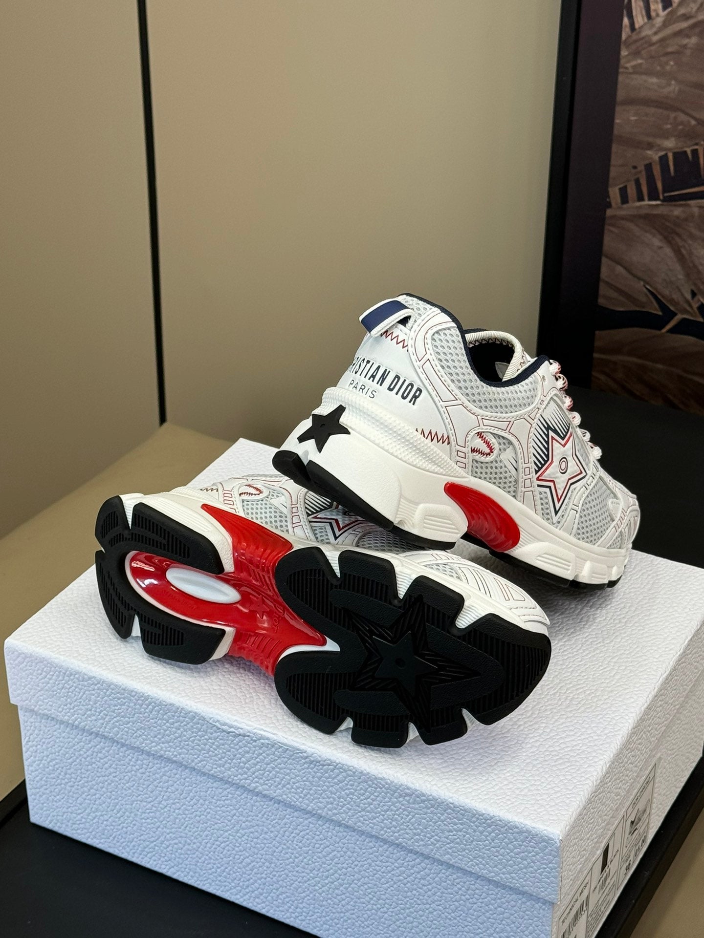 CD Chrono Sneaker White Mix Red Mesh Fabric 992629