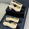CC Classic Slingback Beige Goatskin Black Grosgrain 282281